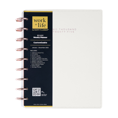 2025 Work + Life Ivory Planner - Classic Hourly Layout - 12 Months